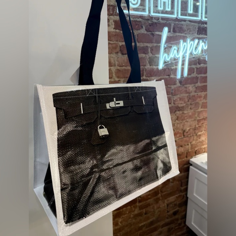 *B*i*r*k*i*n* “Print” Reusable Shopping Tote in Black